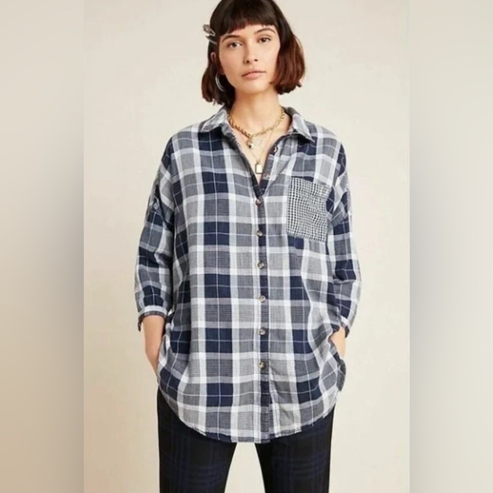 Anthropologie Pilcro The Bo Plaid Relaxed Top